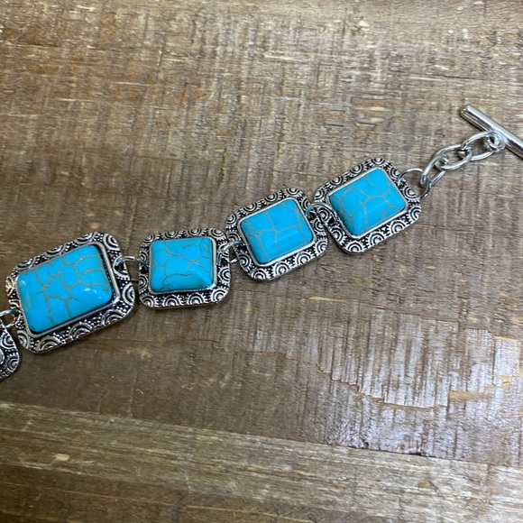 New MexZotic Blue Howlite Antique Square Bracelet - Picture 3 of 9